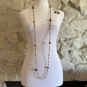 Brown, Gold & Bronze Necklace & Earring Set